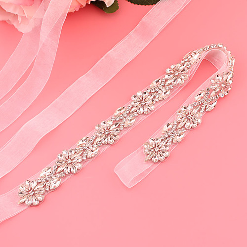 

Satin / Tulle Wedding / Party / Evening Sash With Belt / Appliques / Crystals / Rhinestones Women's Sashes