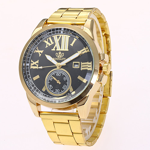 

Geneva Men's Steel Band Watches Digital Stylish Stainless Steel Gold 30 m Casual Watch Analog Casual - Black Gold One Year Battery Life