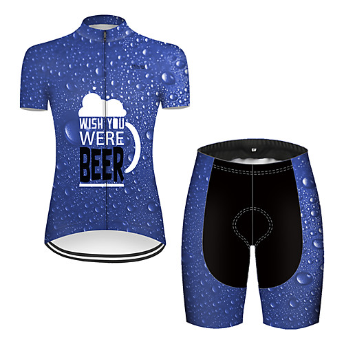 

21Grams Women's Short Sleeve Cycling Jersey with Shorts Black / Blue Oktoberfest Beer Bike Breathable Sports Patterned Mountain Bike MTB Road Bike Cycling Clothing Apparel / Stretchy