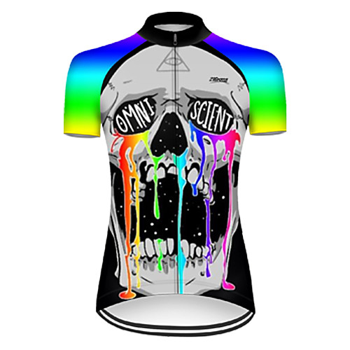 

21Grams Women's Short Sleeve Cycling Jersey Nylon BlackWhite Gradient 3D Skull Bike Jersey Top Mountain Bike MTB Road Bike Cycling Breathable Quick Dry Sports Clothing Apparel / Micro-elastic