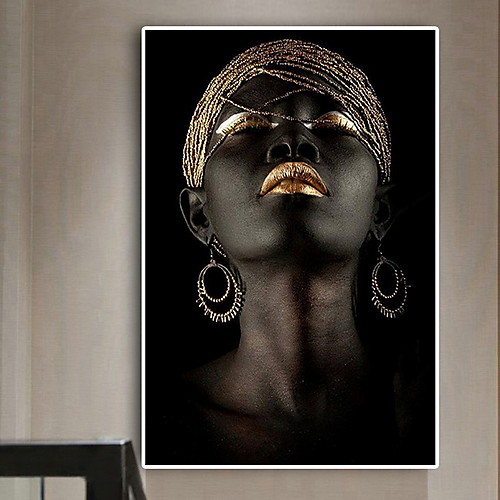 

Contemplator Black African Nude Woman Oil Painting on Canvas Posters and Prints Scandinavian Wall Art Picture for living room