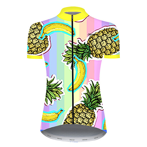 

21Grams Women's Short Sleeve Cycling Jersey Nylon Polyester Green / Yellow Fruit Pineapple Banana Bike Jersey Top Mountain Bike MTB Road Bike Cycling Breathable Quick Dry Ultraviolet Resistant Sports