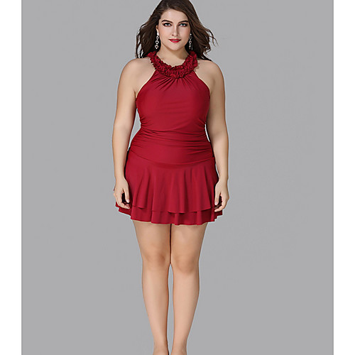 

Women's One-piece Swimwear Swimsuit - Solid Colored L XL XXL Red