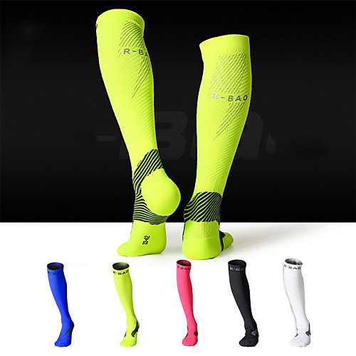 

R-BAO Compression Socks Athletic Sports Socks Running Socks 1 Pair Women's Socks Breathable Sweat wicking Comfortable Running Active Training Jogging Sports Color Block Chinlon Elastane Polyester