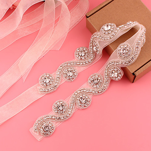 

Satin / Tulle Wedding / Party / Evening Sash With Belt / Appliques / Crystals / Rhinestones Women's Sashes