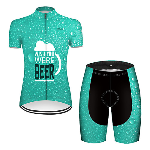 

21Grams Women's Short Sleeve Cycling Jersey with Shorts Nylon Black / Green Oktoberfest Beer Bike Breathable Sports Patterned Mountain Bike MTB Road Bike Cycling Clothing Apparel / Stretchy