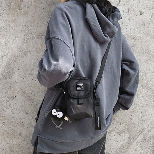 

Women's Zipper PU Crossbody Bag Solid Color Black