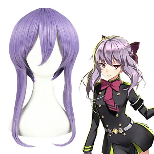 

Cosplay Wig Hiiragi Shinoa Seraph of the End Straight Cosplay Layered Haircut With Bangs Wig Long Purple Synthetic Hair 16 inch Women's Anime Cosplay Adorable Purple