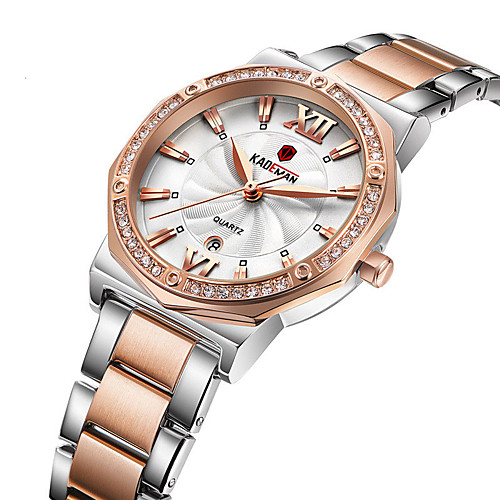 

Women's Steel Band Watches Sparkle Fashion Stainless Steel Quartz Rose Gold GoldenWhite White Water Resistant / Waterproof Calendar / date / day Adorable Analog