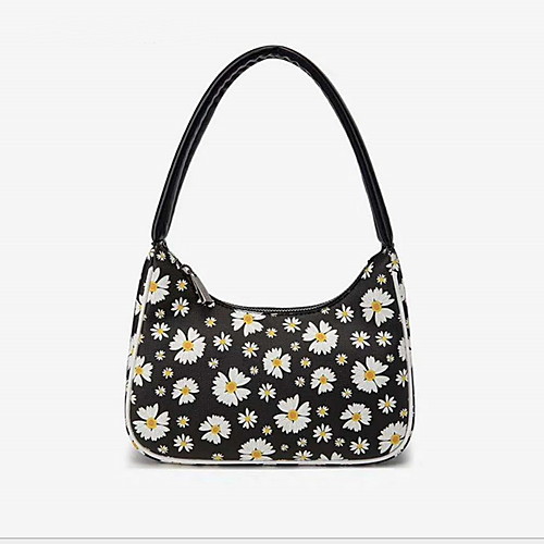 

Women's Zipper PU Top Handle Bag Floral Print White / Black / Red