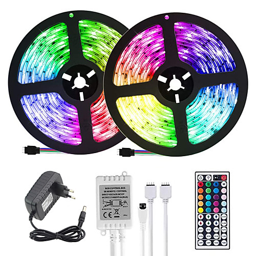 

LOENDE 2x5M Flexible LED Light Strips Light Sets RGB Strip Lights 600 LEDs 2835 SMD 8mm 1 set RGB Christmas New Year's Creative Cuttable Decorative 12 V / Self-adhesive