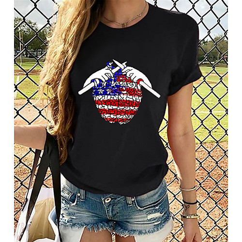 

Women's Tops Graphic 3D Print T-shirt - Print Round Neck Basic Daily Spring Summer Rainbow XS S M L XL 2XL 3XL 4XL 5XL 6XL