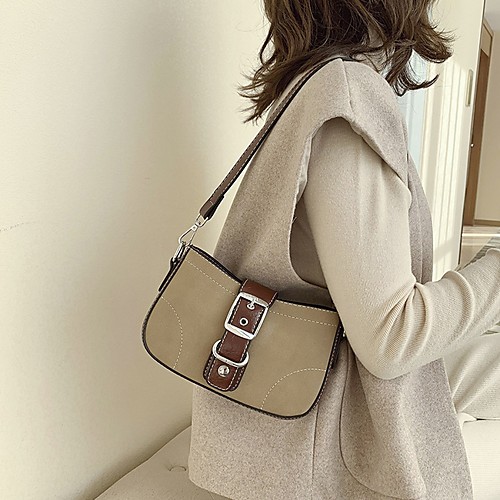 

Women's Zipper PU Crossbody Bag Solid Color Black / Khaki