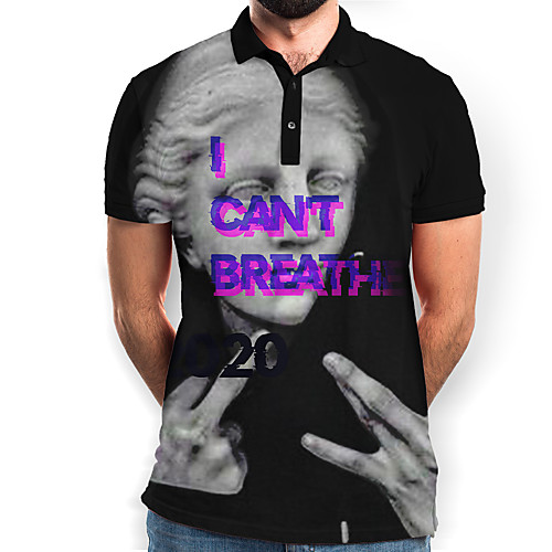 

Men's Graphic Letter Polo Basic Elegant Daily Going out Black