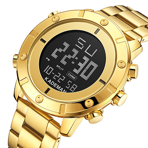 

Men's Sport Watch Digital Modern Style Sporty Stainless Steel Water Resistant / Waterproof Calendar / date / day Alarm Clock Digital Analog - Digital Cool Big Face - Black Blue Gold