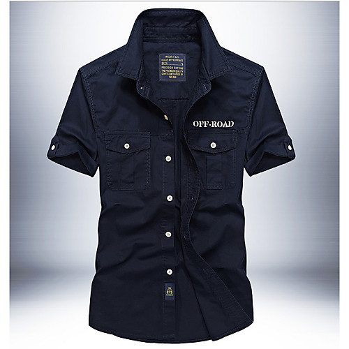

Men's Solid Colored Shirt Daily Weekend Wine / Army Green / Khaki / Royal Blue