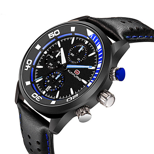 

Men's Sport Watch Quartz Formal Style Modern Style Leather Water Resistant / Waterproof Calendar / date / day Noctilucent Analog Casual Cool - Blue Red Green