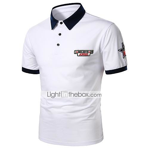 

Men's Solid Colored Black & White Patchwork Polo Basic Daily Weekend White / Gray