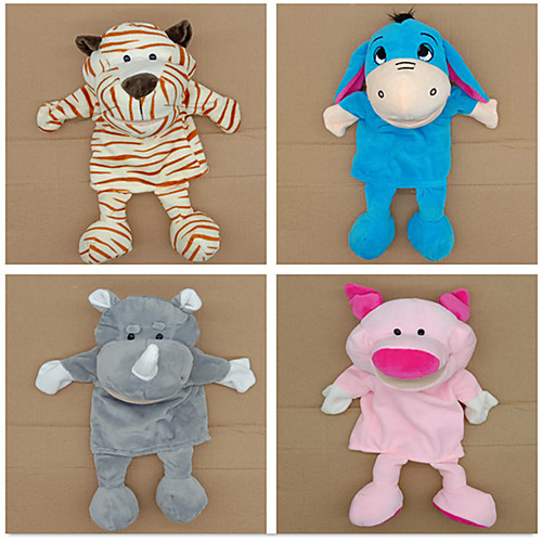 

4 pcs Educational Toy Hand Puppet Stuffed Animal Plush Toy Animal Series Elephant Lion Piggy Parent-Child Interaction PP Plush 32cm Imaginative Play, Stocking, Great Birthday Gifts Party Favor