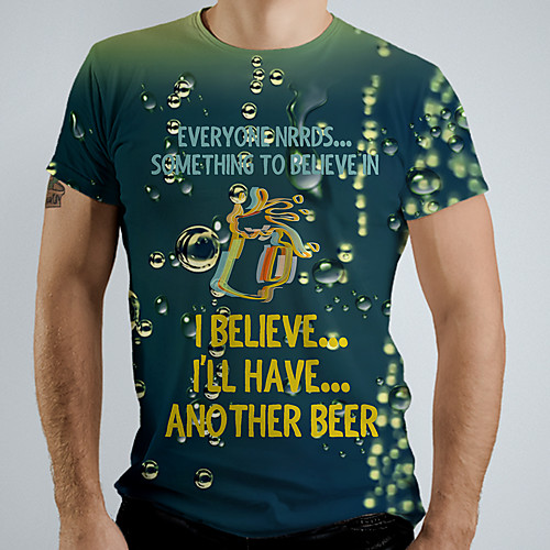 

Men's Graphic Letter Print T-shirt Basic Daily Green