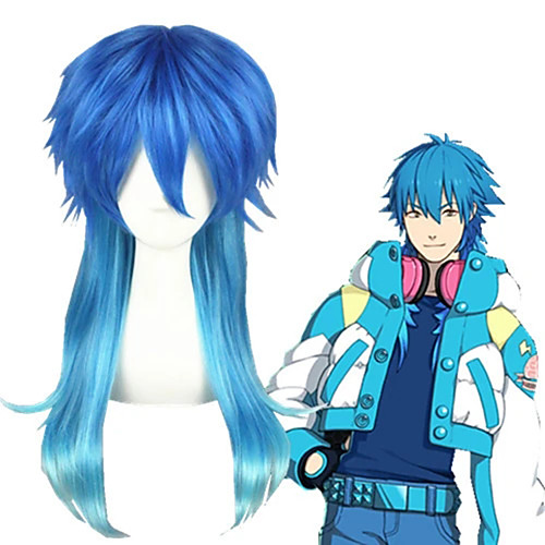 

Cosplay Wig Aoba Seragak Dramatical Murder Straight Cosplay Asymmetrical With Bangs Wig Medium Length Lake Blue Synthetic Hair 24 inch Men's Anime Cosplay Exquisite Blue