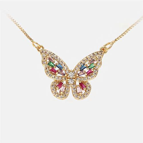 

Women's Pendant Necklace Long Necklace Butterfly Romantic Sweet Fashion Cute Copper White Gold Silver 20 cm Necklace Jewelry For Party Evening Prom Birthday Party Beach