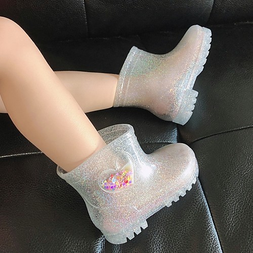 

Girls' Flashing Shoes PVC Rain Boots Little Kids(4-7ys) Red / Silver Summer