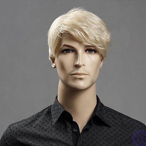 

Synthetic Wig kinky Straight Pixie Cut Wig Short Light golden Synthetic Hair 12 inch Men's Fashionable Design Classic Synthetic Blonde
