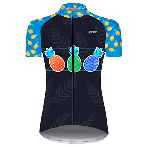 

21Grams Women's Short Sleeve Cycling Jersey Nylon Polyester Black / Blue Fruit Pineapple Bike Jersey Top Mountain Bike MTB Road Bike Cycling Breathable Quick Dry Ultraviolet Resistant Sports Clothing