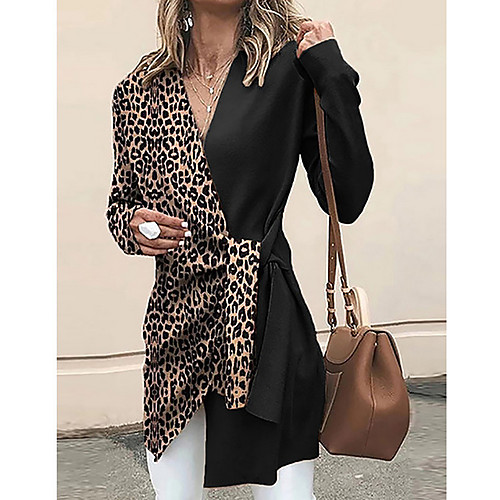 

Women's Trench Coat Daily Regular Leopard Black / Red / Khaki S / M / L
