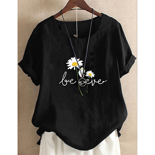 

Women's T-shirt Graphic Tops Round Neck Daily Summer Black Green S M L XL 2XL 3XL