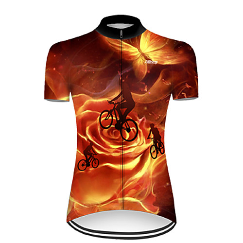 

21Grams Women's Short Sleeve Cycling Jersey Nylon Black / Yellow Butterfly Gradient 3D Bike Jersey Top Mountain Bike MTB Road Bike Cycling Quick Dry Breathable Sports Clothing Apparel / Micro-elastic