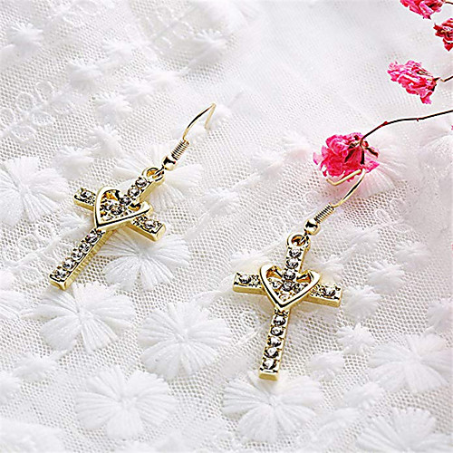 

Women's Drop Earrings Cross European Romantic Sweet Fashion Earrings Jewelry Gold For Date Vacation Birthday Beach