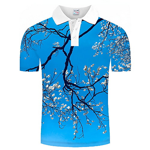 

Men's Graphic Print Polo Daily Blue