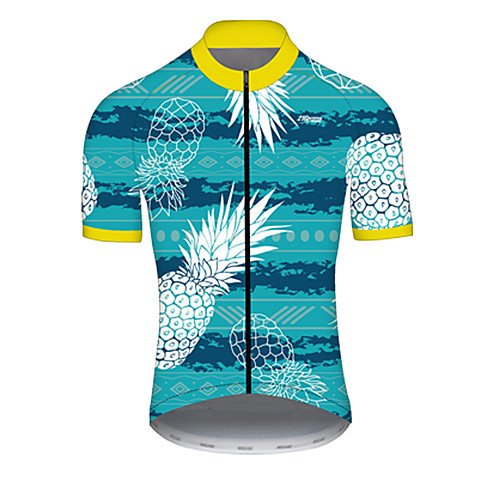 

21Grams Men's Short Sleeve Cycling Jersey Nylon Polyester Green / Yellow Stripes Fruit Pineapple Bike Jersey Top Mountain Bike MTB Road Bike Cycling Breathable Quick Dry Ultraviolet Resistant Sports