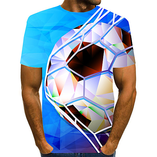 

Men's Geometric Graphic Print T-shirt Street chic Exaggerated Daily Going out Rainbow