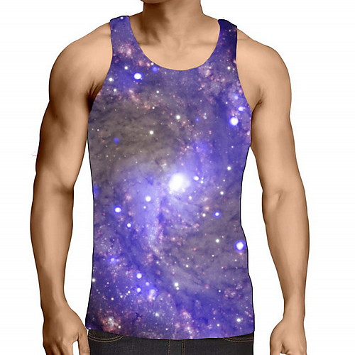 

Men's Galaxy Graphic Print Tank Top Daily Purple