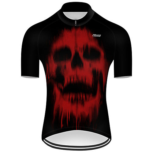 

21Grams Men's Short Sleeve Cycling Jersey Nylon Polyester Black / Red Patchwork Skull Funny Bike Jersey Top Mountain Bike MTB Road Bike Cycling Breathable Quick Dry Ultraviolet Resistant Sports