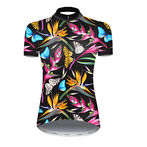 

21Grams Women's Short Sleeve Cycling Jersey Black / Blue Butterfly Bike Top Mountain Bike MTB Road Bike Cycling Breathable Sports Clothing Apparel / Micro-elastic