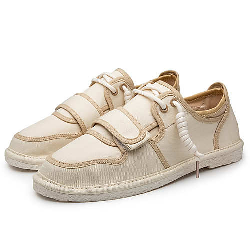 

Men's Summer / Fall Casual Daily Outdoor Sneakers Canvas Breathable Non-slipping White / Black / Beige Color Block