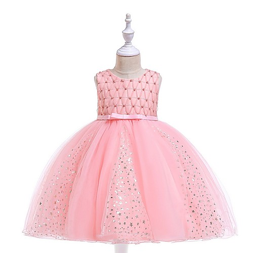 

Princess / Ball Gown Knee Length Wedding / Party Flower Girl Dresses - Tulle Sleeveless Jewel Neck with Sash / Ribbon / Beading / Appliques