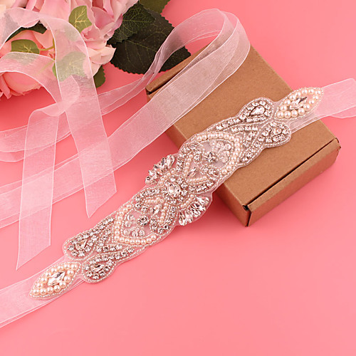 

Satin / Tulle Wedding / Party / Evening Sash With Imitation Pearl / Belt / Appliques Women's Sashes