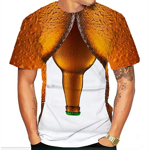 

Men's Graphic Beer Print T-shirt Daily Brown