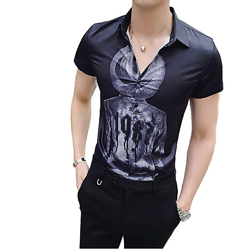 

Men's Graphic Print Shirt Sexy Street chic Daily Going out Black