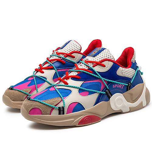 

Men's Summer / Fall Casual / Chinoiserie Daily Outdoor Trainers / Athletic Shoes Faux Leather / Mesh Breathable Non-slipping Black / Red / Green Color Block