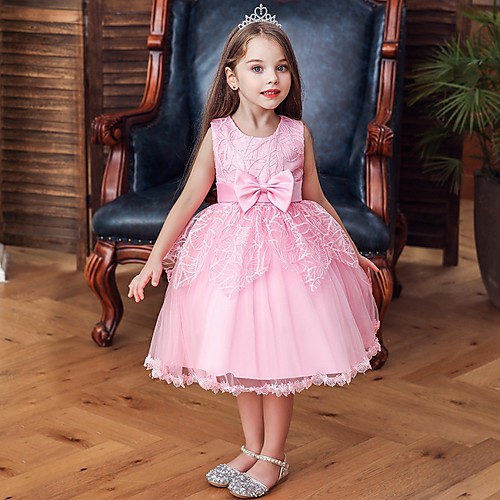 

Princess / Ball Gown Floor Length Wedding / Party Flower Girl Dresses - Tulle Sleeveless Jewel Neck with Sash / Ribbon / Bow(s)