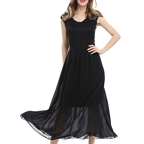 

Women's Swing Dress Maxi long Dress - Sleeveless Solid Color Summer Casual Chinoiserie 2020 Black Blue Blushing Pink S M L XL XXL XXXL XXXXL