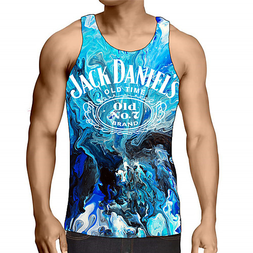 

Men's Graphic Letter Print Tank Top Street chic Exaggerated Daily Going out Rainbow