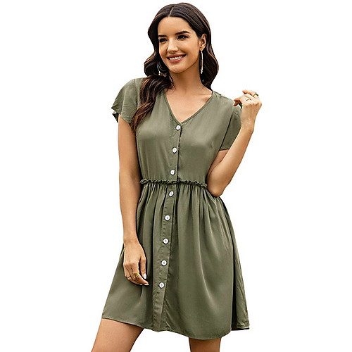 

Women's Shift Dress Short Mini Dress - Short Sleeves Solid Color Summer Casual Daily 2020 Wine Green Royal Blue S M L XL