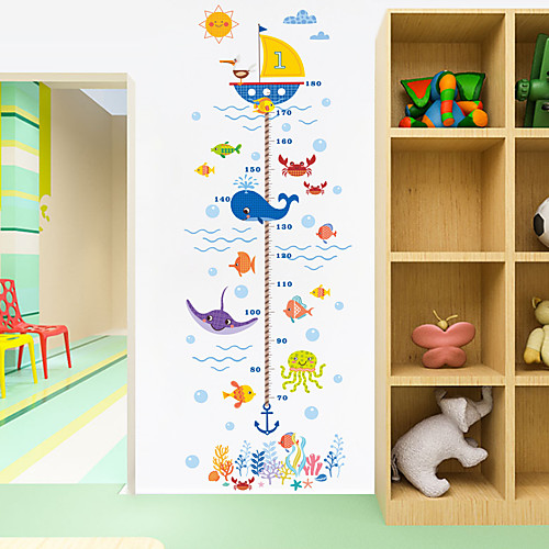 

Cartoon Animals Crab Shark Whale Height Measure Wall Sticker For Kids Rooms Growth Chart Nursery Room Decor Wall Art 2pcs